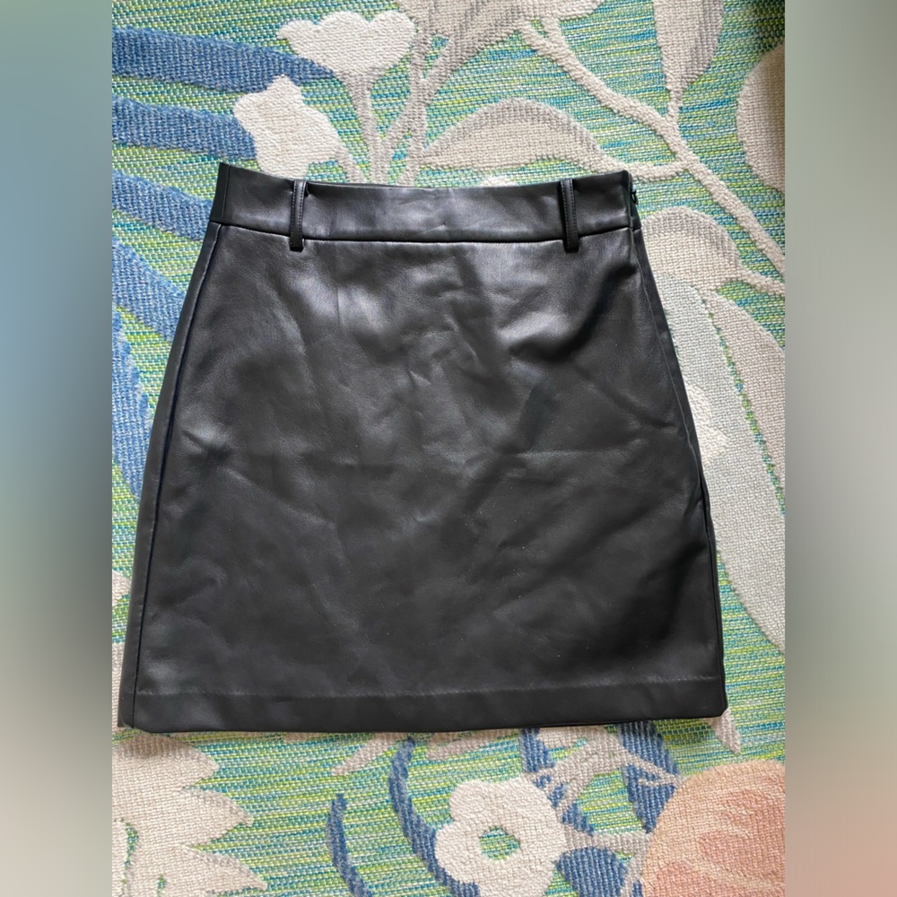 LOFT Black Leather Skirt